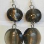 Round Lampwork Black Glass Silver Plated Dangle Earrings