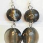 Round Lampwork Black Glass Silver Plated Dangle Earrings