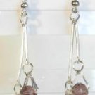 Thin Long Drop Purple Crystal Bead Dangle Earrings