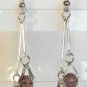 Thin Long Drop Purple Crystal Bead Dangle Earrings