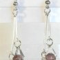 Thin Long Drop Purple Crystal Bead Dangle Earrings