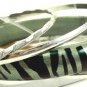 Green Tiger Stripe Acrylic 4 Thin Silver Tone Bangle Bracelet Set