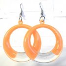 Orange Clear Acrylic Round Circle Dangle Earrings Florescent