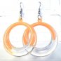 Orange Clear Acrylic Round Circle Dangle Earrings Florescent
