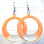 Orange Clear Acrylic Round Circle Dangle Earrings Florescent