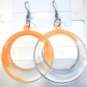 Orange Clear Acrylic Round Circle Dangle Earrings Florescent