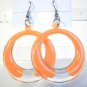 Orange Clear Acrylic Round Circle Dangle Earrings Florescent