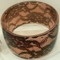 Orange Acrylic Bangle Bracelet Lace Pattern Wide Chunky Victorian Punk