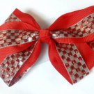 Red Silver Checkered Hair Bows Alligator Clip Barrette