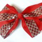 Red Silver Checkered Hair Bows Alligator Clip Barrette