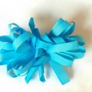 Aqua Loopy Curly Hair Bow Alligator Clip Barrette