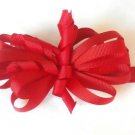 Red Loopy Curly Hair Bow Alligator Clip Barrette