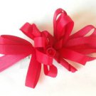Pink Loopy Curly Hair Bow Alligator Clip Barrette