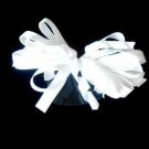White Loopy Curly Hair Bow Alligator Clip Barrette
