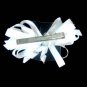 White Loopy Curly Hair Bow Alligator Clip Barrette