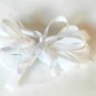 White Loopy Curly Hair Bow Alligator Clip Barrette