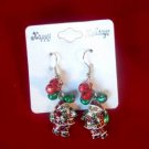 Green Red Jingle Bells Santa Claus Dangle Earrings Christmas Holiday Gift