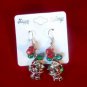 Green Red Jingle Bells Santa Claus Dangle Earrings Christmas Holiday Gift