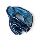 Aqua Scrunchie Black Velvet Rhinestone Studded Pony Tail Holder Hair Twister