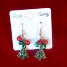 Green Red Jingle Bells Tree Dangle Earrings Christmas Holiday Gift