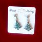Green Red Tree Dangle Stud Earrings Crystal Stone Christmas Holiday