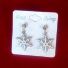 White Snowflake Dangle Stud Earrings Crystal Stone Christmas Holiday