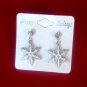 White Snowflake Dangle Stud Earrings Crystal Stone Christmas Holiday