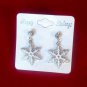 White Snowflake Dangle Stud Earrings Crystal Stone Christmas Holiday