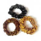 3 Braided Black Sparkle Brown Tan Scrunchies Pony Tail Holder Hair Twister