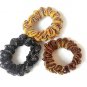 3 Braided Black Sparkle Brown Tan Scrunchies Pony Tail Holder Hair Twister