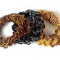 3 Braided Black Sparkle Brown Tan Scrunchies Pony Tail Holder Hair Twister