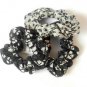 Lot 3 Scrunchies Pony Tail Holder Hair Twister Black Pinwheel Pattern Gray