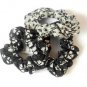 Lot 3 Scrunchies Pony Tail Holder Hair Twister Black Pinwheel Pattern Gray