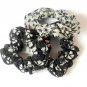 Lot 3 Scrunchies Pony Tail Holder Hair Twister Black Pinwheel Pattern Gray