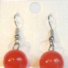 Red Cat Eye Bead Round Dangle Earrings