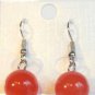 Red Cat Eye Bead Round Dangle Earrings