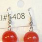 Red Cat Eye Bead Round Dangle Earrings
