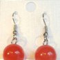 Red Cat Eye Bead Round Dangle Earrings