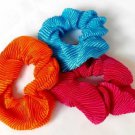 Lot 3 Scrunchies Pony Tail Holder Hair Twister Pink Blue Orange