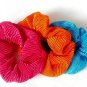 Lot 3 Scrunchies Pony Tail Holder Hair Twister Pink Blue Orange