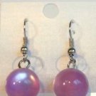 Purple Cat Eye Bead Round Dangle Earrings