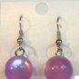 Purple Cat Eye Bead Round Dangle Earrings