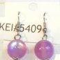 Purple Cat Eye Bead Round Dangle Earrings