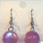 Purple Cat Eye Bead Round Dangle Earrings
