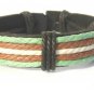 Brown Tan Green Hemp Leather Bracelet Surfer Wristband Ethnic Tribal