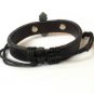 Black Hemp Leather Bracelet Pewter Flared Cross
