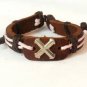 Pink Hemp Brown Leather Bracelet Oval Arrow Silver Tone Cross