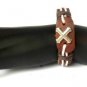 Pink Hemp Brown Leather Bracelet Oval Arrow Silver Tone Cross