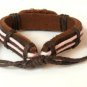 Pink Hemp Brown Leather Bracelet Oval Arrow Silver Tone Cross
