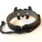 Black Hemp Leather Bracelet Polished Pewter Broken Cracked Heart Cross Bones
